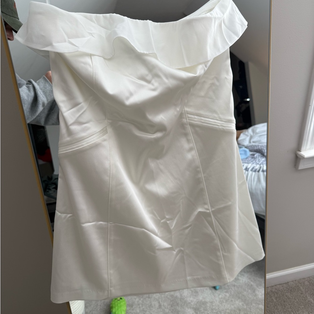 NWT BHLDN Clean Strapless Organza Foldover Detail Mini Dress - Picture 5 of 6